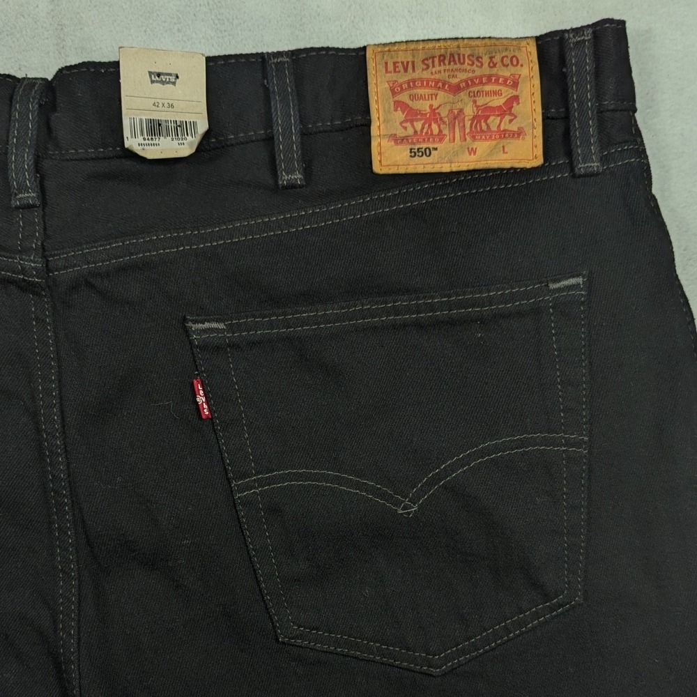 NEW Levis 550 Relaxed Fit Black Denim Jeans Mens 42x36 00550-0059